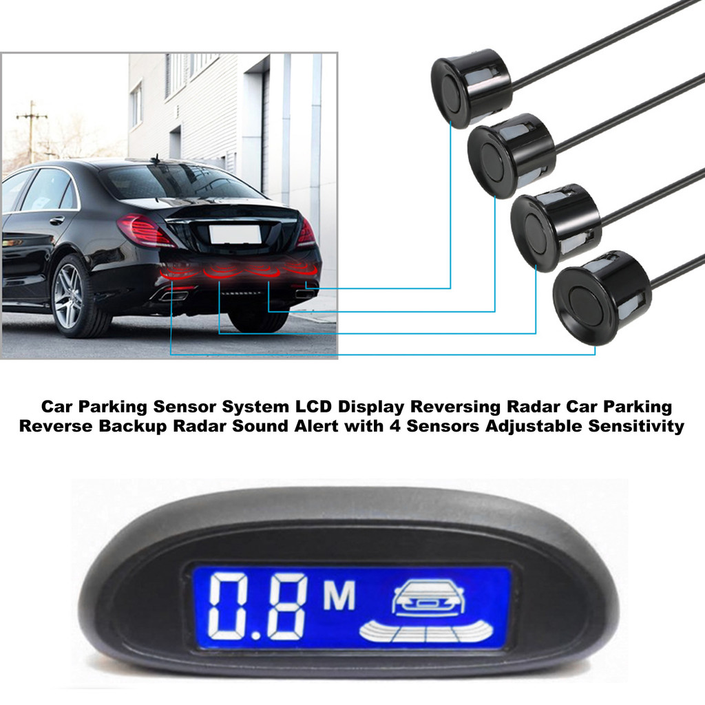 [Em Estoque] Sistema De Radar De Backup Reverso Para Estacionamento De Carro Com 4 Sensores LCD Display Digital