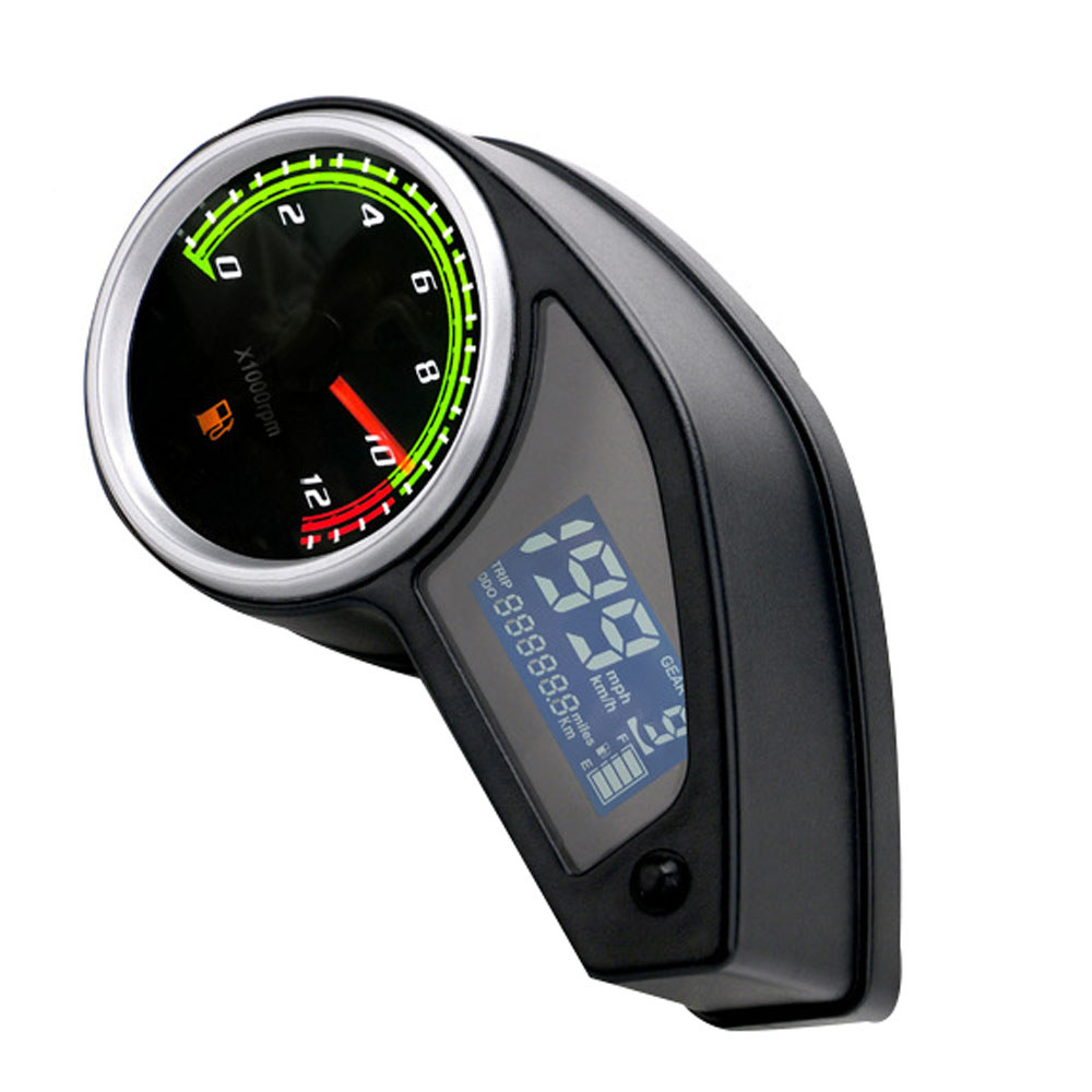 Mmhmbr Medidor De Velocidade Da Motocicleta LCD Digital Odômetro Tacômetro Mostrador Combustível Acessório Modificado Un
