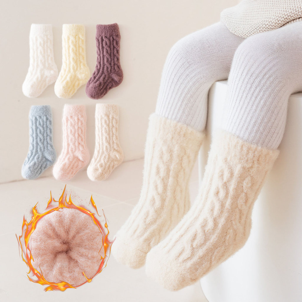 Upsee-1 Par De Meias Quentes De Inverno Para Bebês , Grossas E Macias Crianças Pequenas Com Térmicas Antiderrapantes Elá