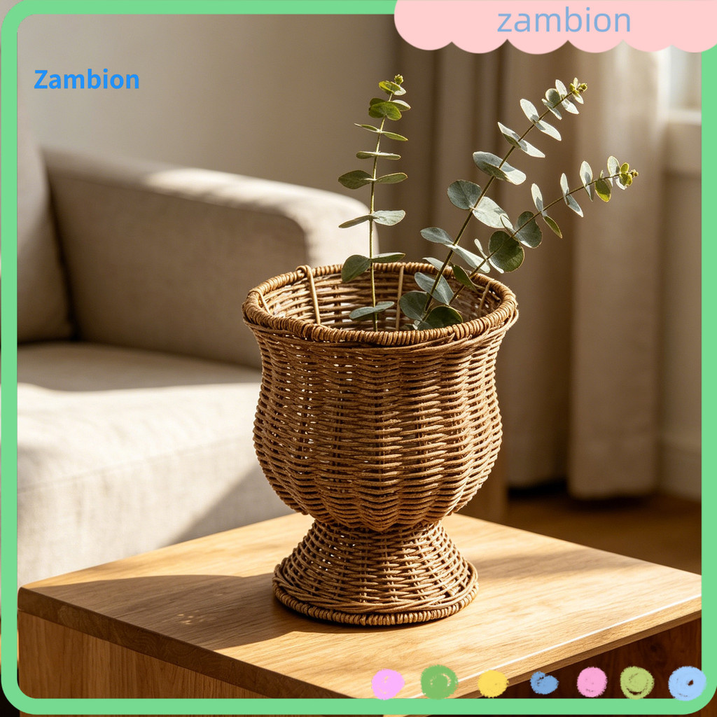 Vaso De Vime Falso Tecido À Mão Cesta Boho Moderna Fazenda Flores Decorativo Para Mesa De Jantar Peça Cen