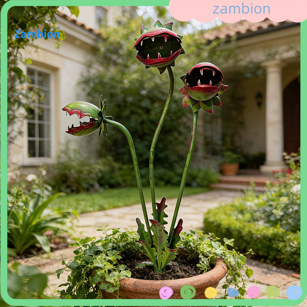 Estaca De Jardim De Planta Carnívora De Metal Islâmico 25 Polegadas Grande Venus Flytrap Escultura Arte D