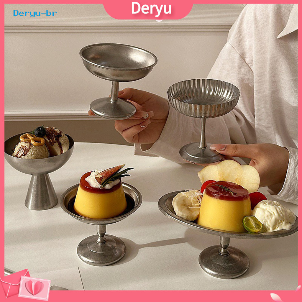 deryu.br Copo De Sobremesa De Aço Inoxidável , Tigela De Sorvete Retrô Para Sundae , Taça De Parfait Reutilizável Pudim