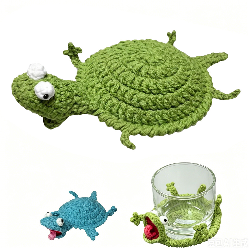 bluehome Porta-Copos De Lagarto De Crochê , Tapete De Copo De Animal Feito À Mão Engraçado , Malha 3D Para Mesa , Protet