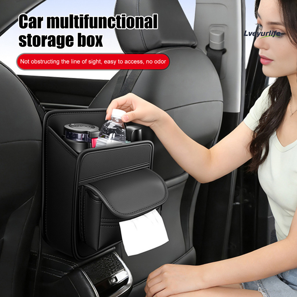 Lveyurlife Couro Falso Assento De Carro Gap Organizador Console Central Rede De Armazenamento Para Banco Traseiro Duplo 