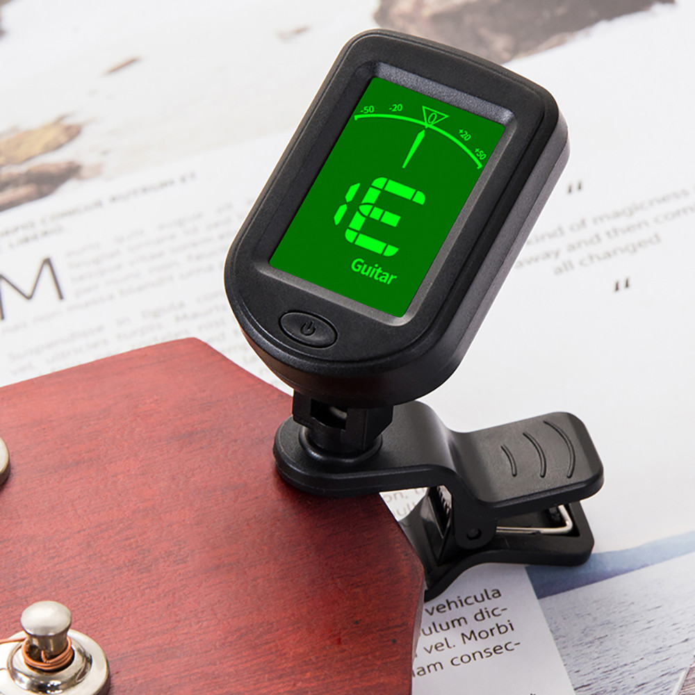 [Em Estoque] T-02 Afinador De Guitarra Clip-on Cromático Digital Display LCD Tamanho Mini Para Violino Ukulele Acústico