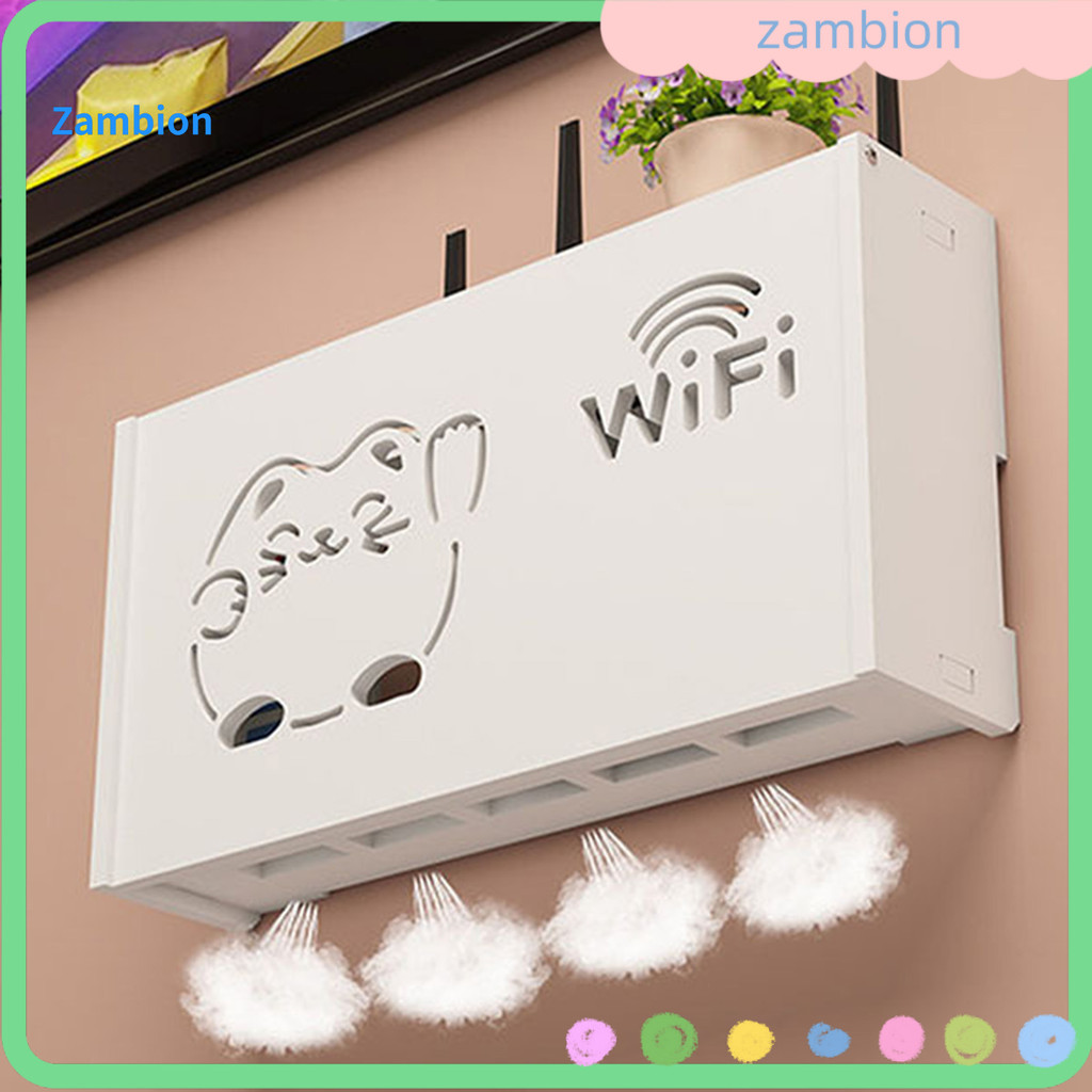 { zambion.br } Caixa De Armazenamento De Roteador WiFi Montagem Na Parede Organizador De Prateleira De Madeira Power Str