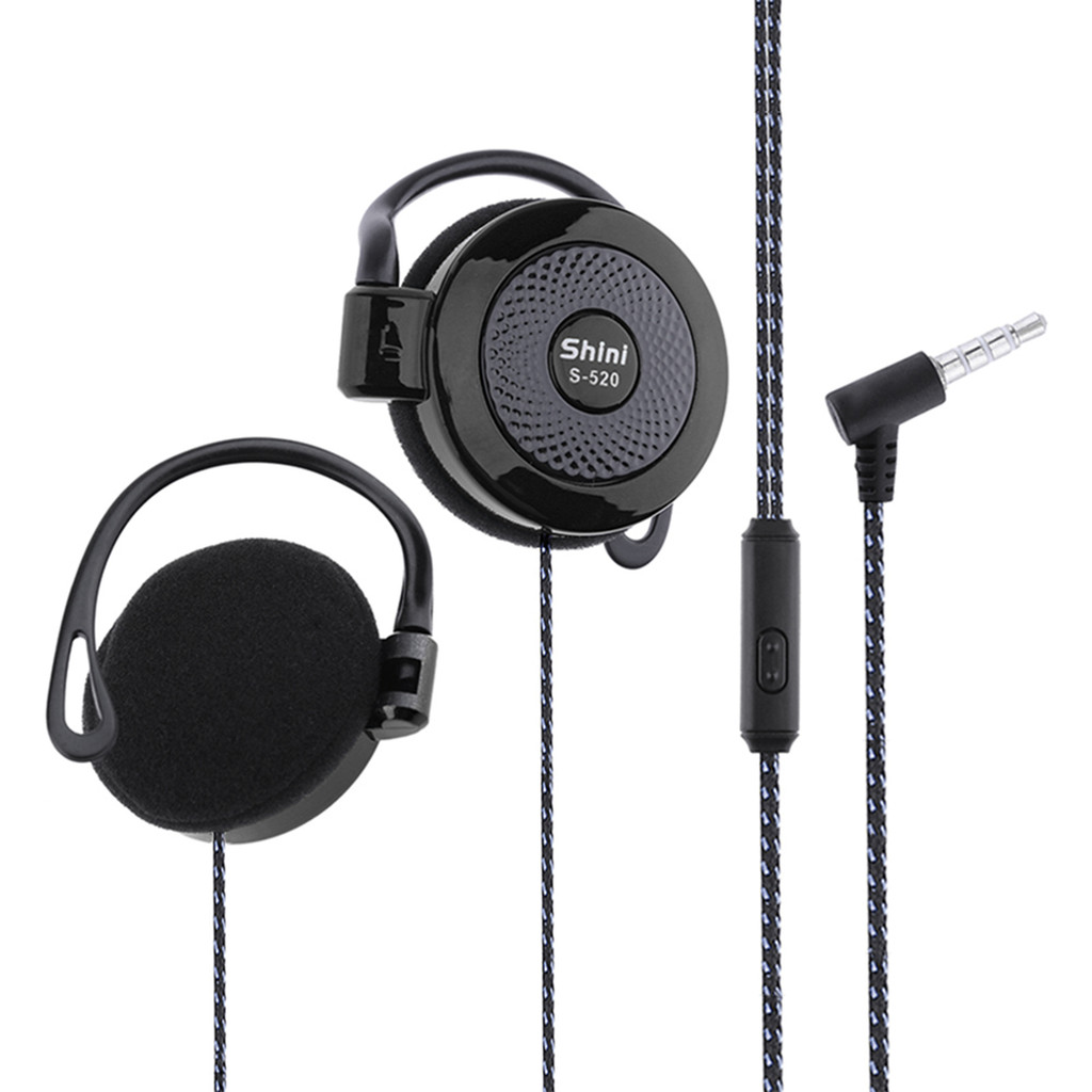 SHINI S520 Fone De Ouvido Com Fio De 3.5 Mm Orelha Gancho Fones Estéreo Para Jogos Esportivos Microfone Telefone