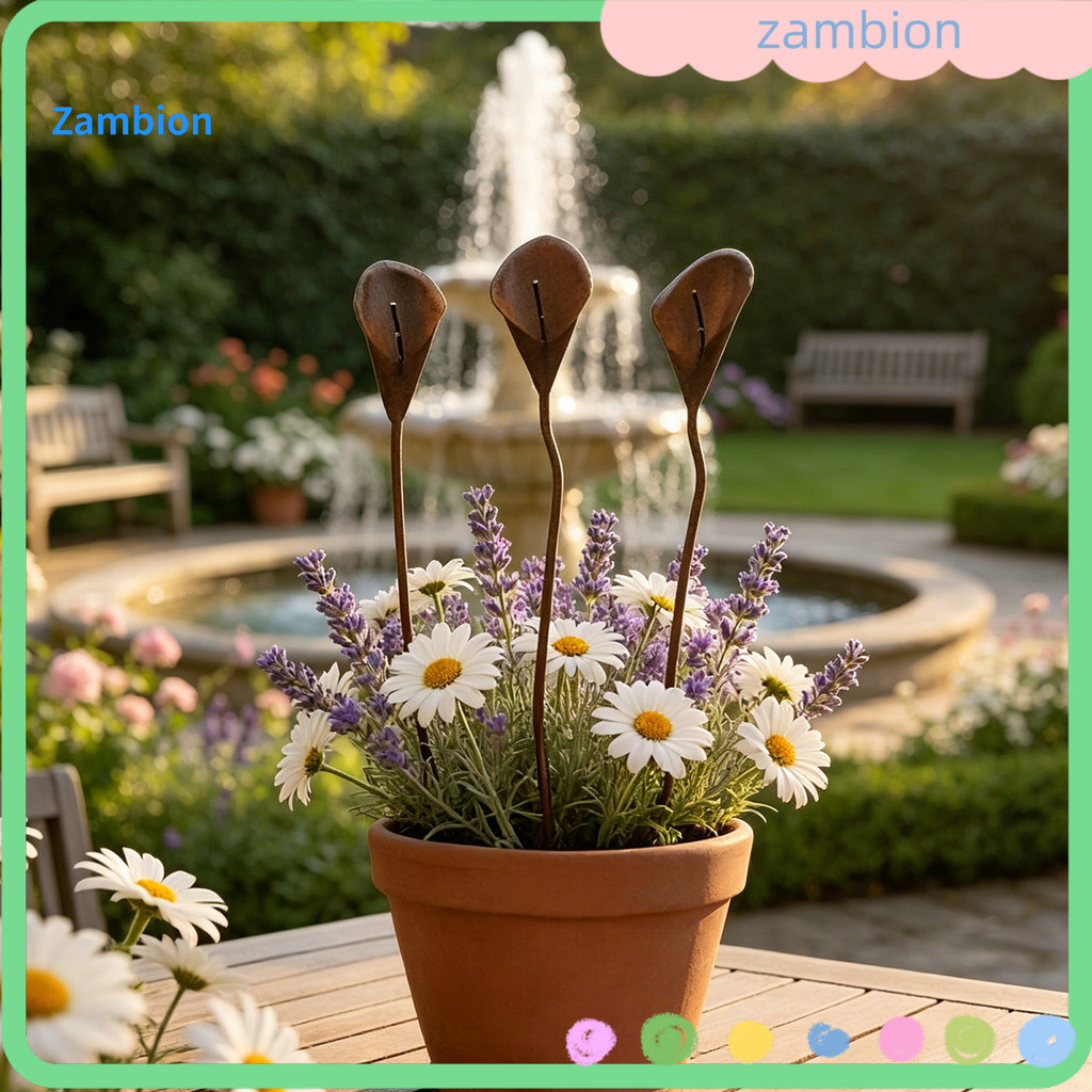 3 Peças De Metal Rústico Calla Lírio Estaca De Jardim Flor Vintage Arte De Quintal Ao Ar Livre Para Pátio