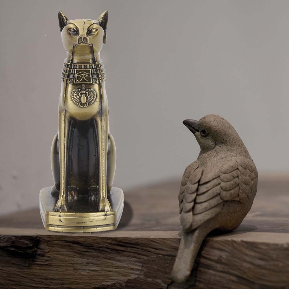 [Em Estoque] Metal Antigo Gato Egípcio Estátua Estatueta Modelo Mobiliário Doméstico Ornamentos Decoração De Mesa