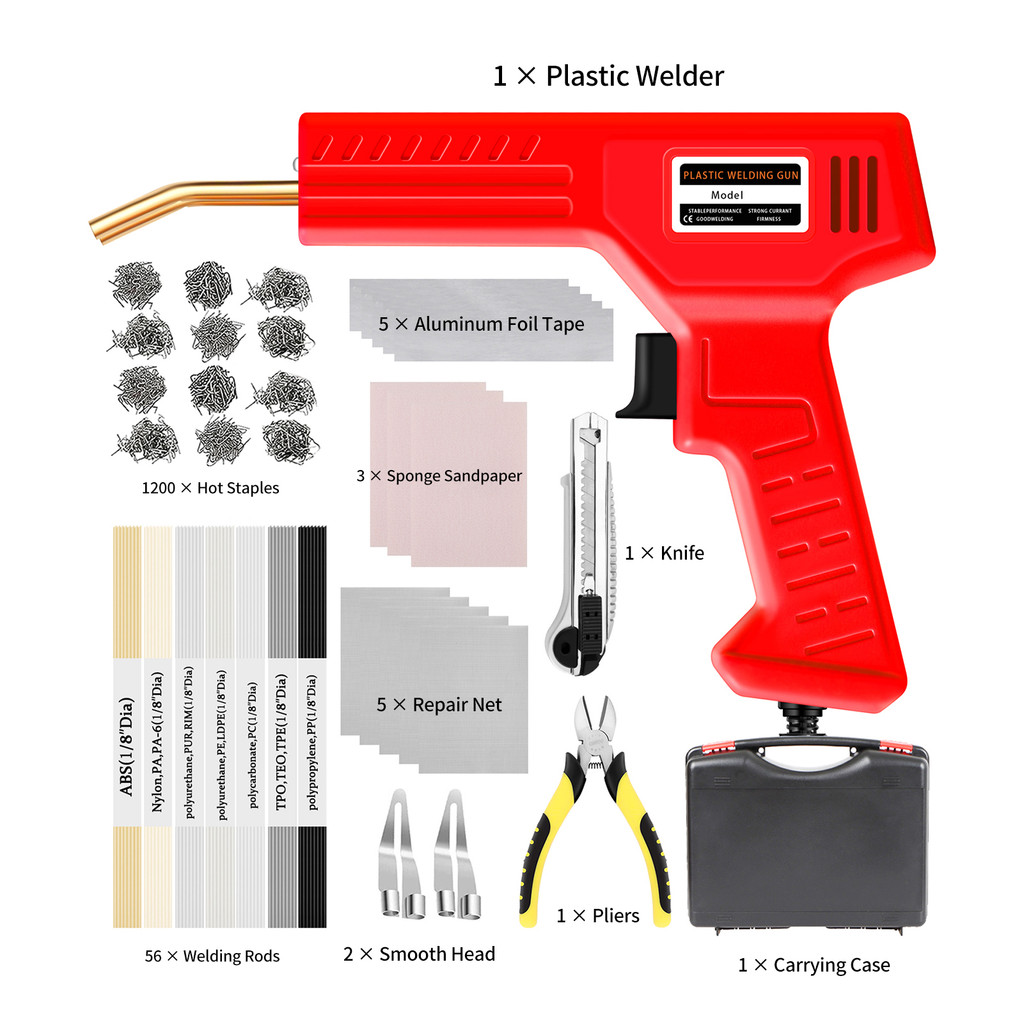 Soldador De Plástico Mmhmbr 220W , Kit De Soldagem Com Pistola De Solda De Grampeador A Quente De 1200 Pcs Hastes Caixa 