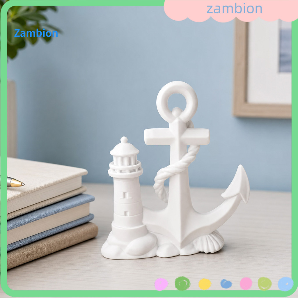 Estátua De Farol E Barco Impresso Em 3D , Decoração De Mesa Náutica , Estatueta De Tema Oceano Para Prate