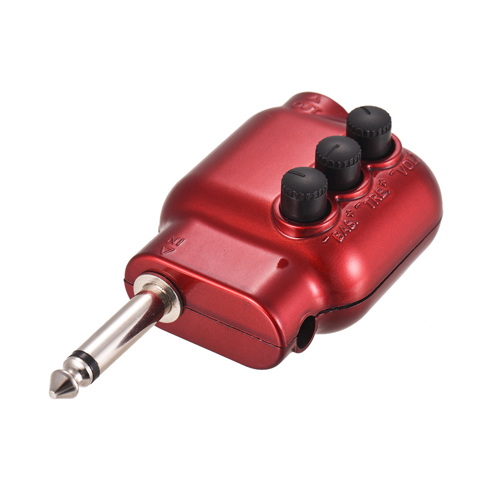 [Em Estoque] Mini Pré-Amplificador Plugue De 6.35 Mm Com Controle De Volume De Equalizador Agudo De Baixo Para Guitarra