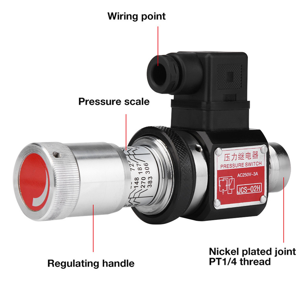 [Em Estoque] Relé De Interruptor De Pressão Hidráulica , Ajustável JCS-02H 50-350kg/cm2 PT 1/4 Rosca Para Sistema De Óle