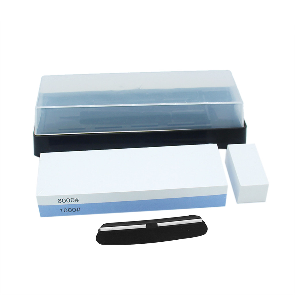 [Em Estoque] Conjunto De Pedra De Afiar Faca 1000/6000 Afiador Amolar De 2 Lados Kit Úmido Com Base Antiderrapante Achat
