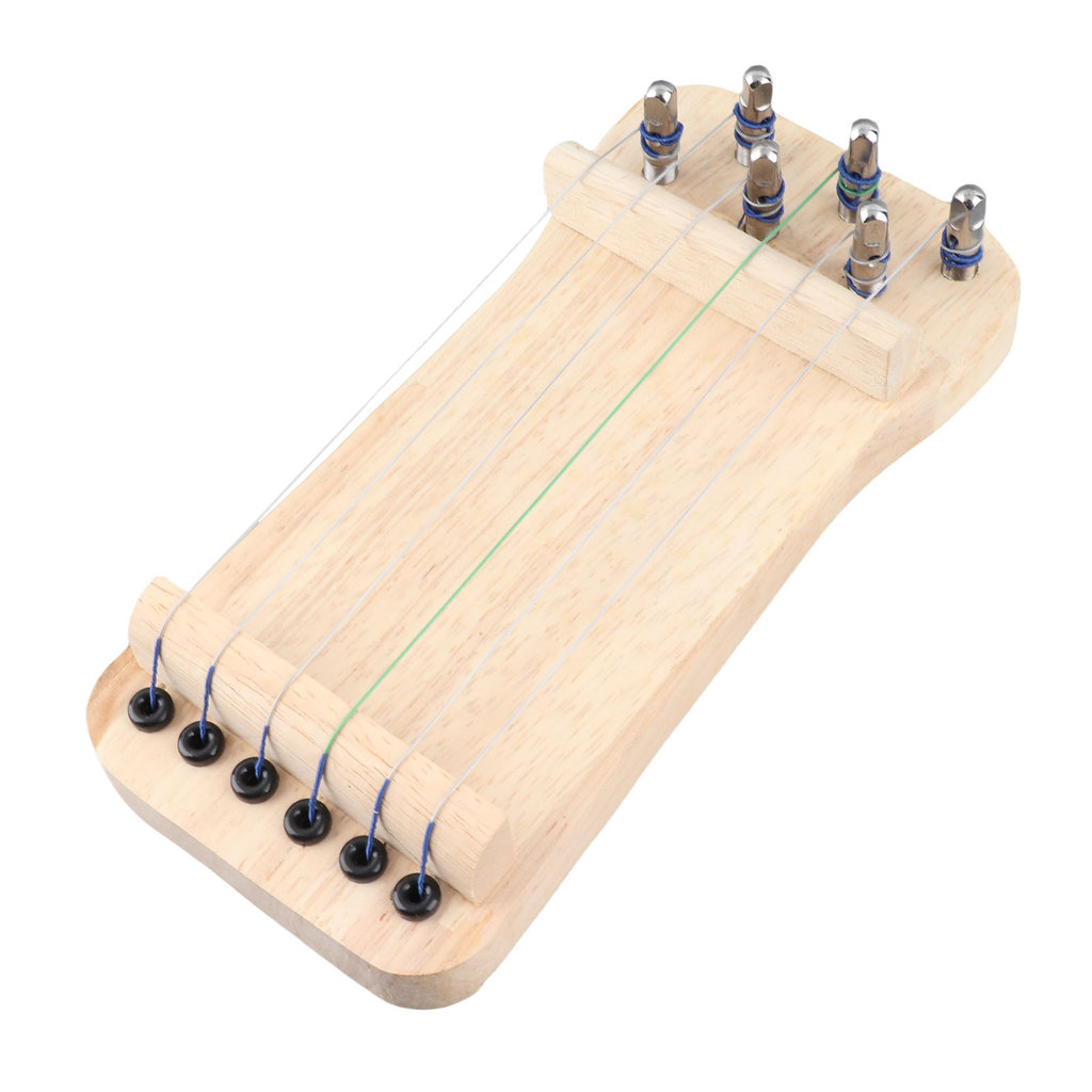 Toelbr Cítara Chinesa Dedo Trainer De Madeira 6 Cordas Mini Instrumento Musical Ferramenta De Prática De Dedilhado