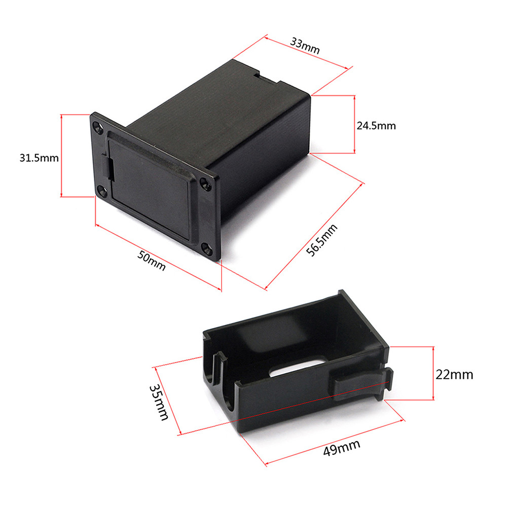 [Em Estoque] Compartimento De Caixa De Suporte De Bateria De 9V Para Captador De Baixo De Guitarra Acústica Preto