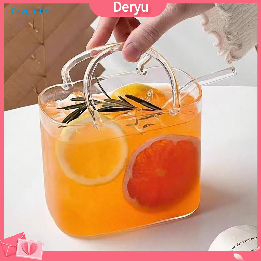 deryu.br Copo De Vinho Em Formato De Bolsa , Coquetel De 750ml Com Canudo Vidro Exclusivo Para Suco E Refrigerante , Vas