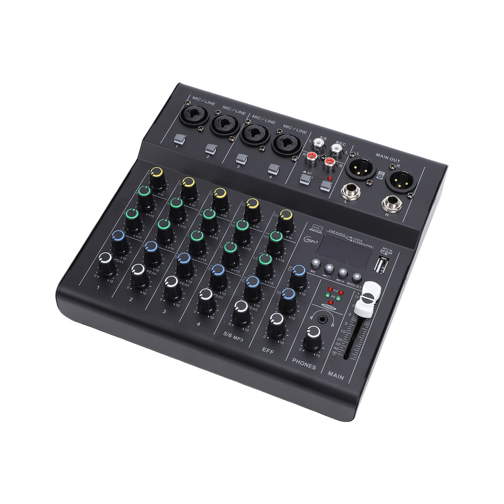 Toelbr 6 Canais Mini Mixer De Som Controlador DJ Com BT MP3 Player 48V Phantom Power Embutido Amplificador De Guitarra P