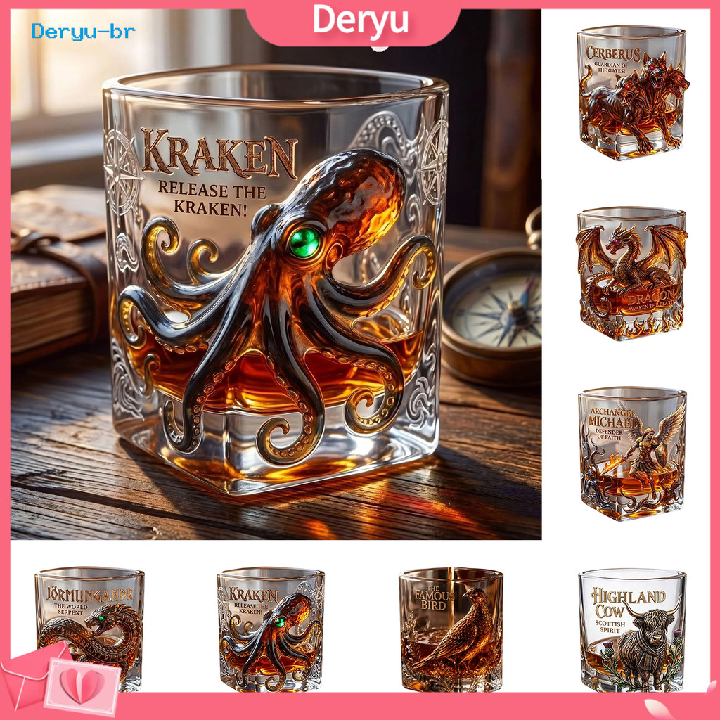deryu.br Copo De Uísque Polvo , Degustação De Rum De 260ml Criatura Do Mar Profundo Coquetel Colecionável , Copos De Bar