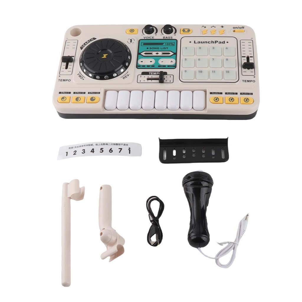 ((Certificado atualizado) Adequado para crianças com mais de 3 anos DJ Mixer Teclado dois em um de 8 teclas Piano 12 bot