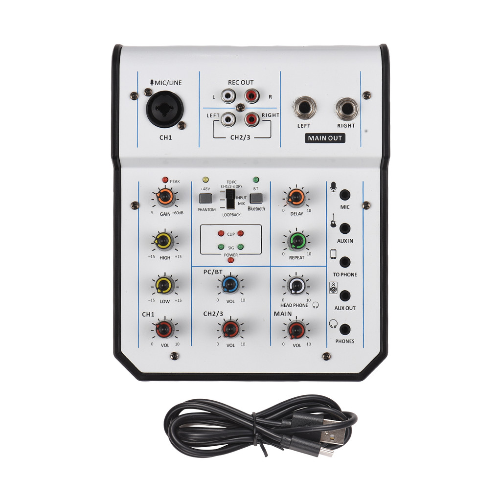 Mixer De Áudio Console De Mixagem De 3 Canais 48V Phantom Power Para Gravação Em Estúdio Doméstico DJ Network Transmissã