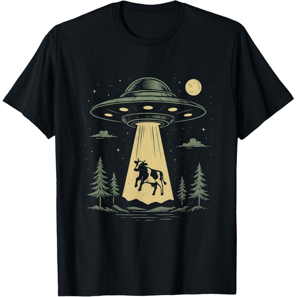 Design De Abdução De Vaca Ufo _ Camiseta Unissex Engraçada Para Presente De Nave Espacial Alienígena