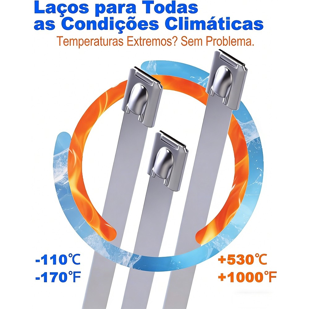 Conjunto de 100 peças de abraçadeiras de Metal de aço inoxidável 304, travamento seguro, adequado para cabos e cercas — imagem 2 de 2