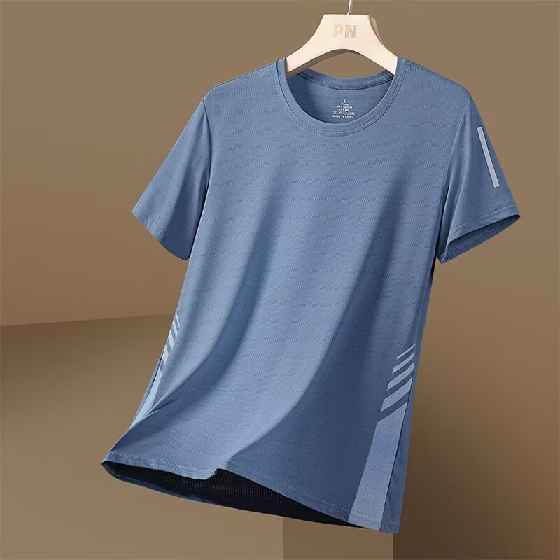 Camiseta Masculina De Manga Curta Esportiva Poliéster Respirável