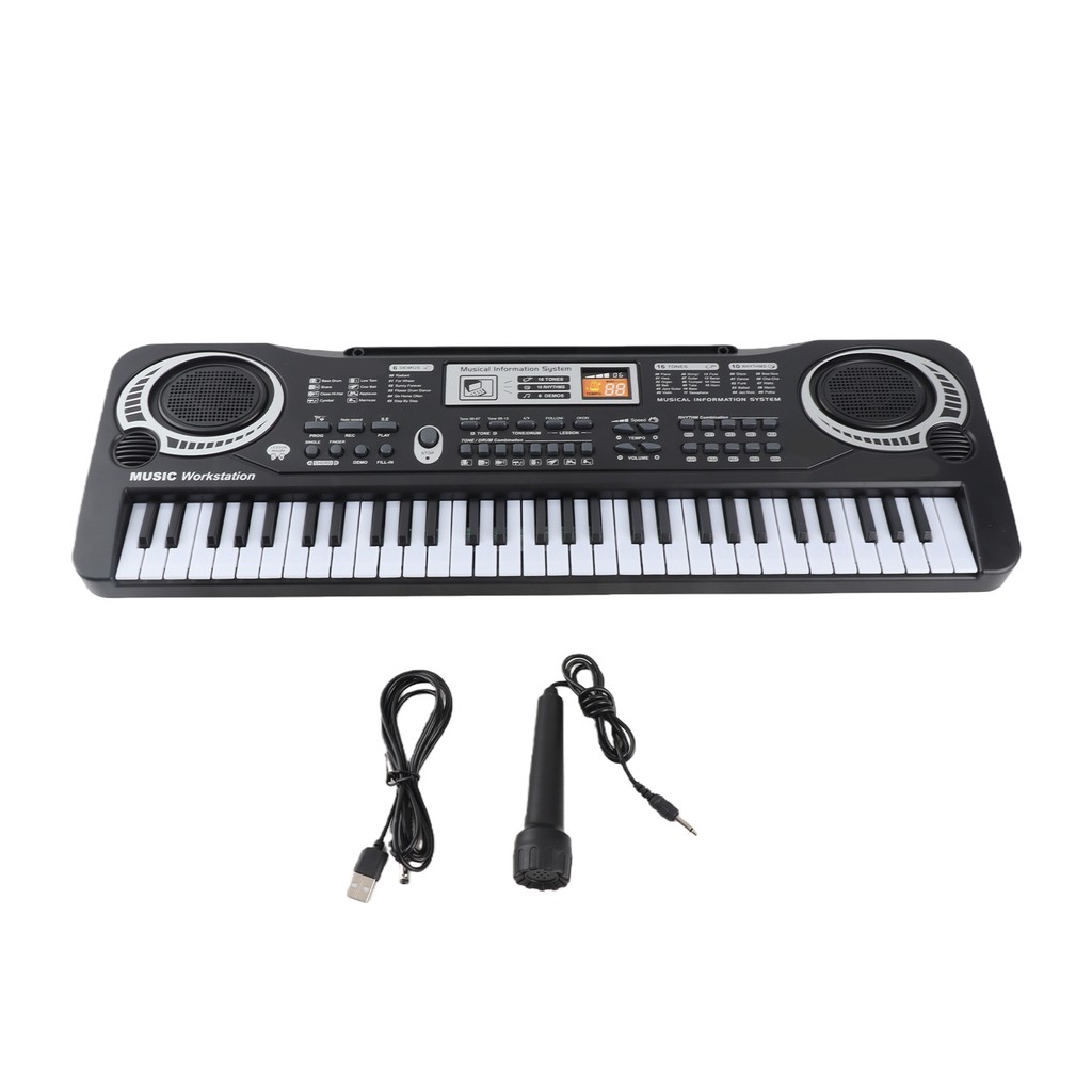 Teclado eletrônico de 61 teclas Teclado eletrônico portátil multifuncional infantil Alto-falantes duplos 16 tons + 10 ri