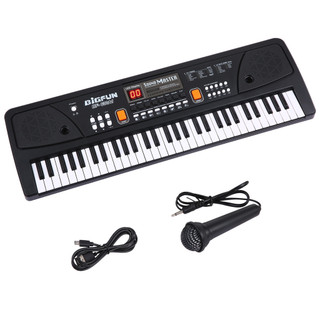 wohobr BIGFUN 61 Teclas USB Órgão Eletrônico Infantil Piano Elétrico Com Microfone Preto Teclado De Música Digital LED D
