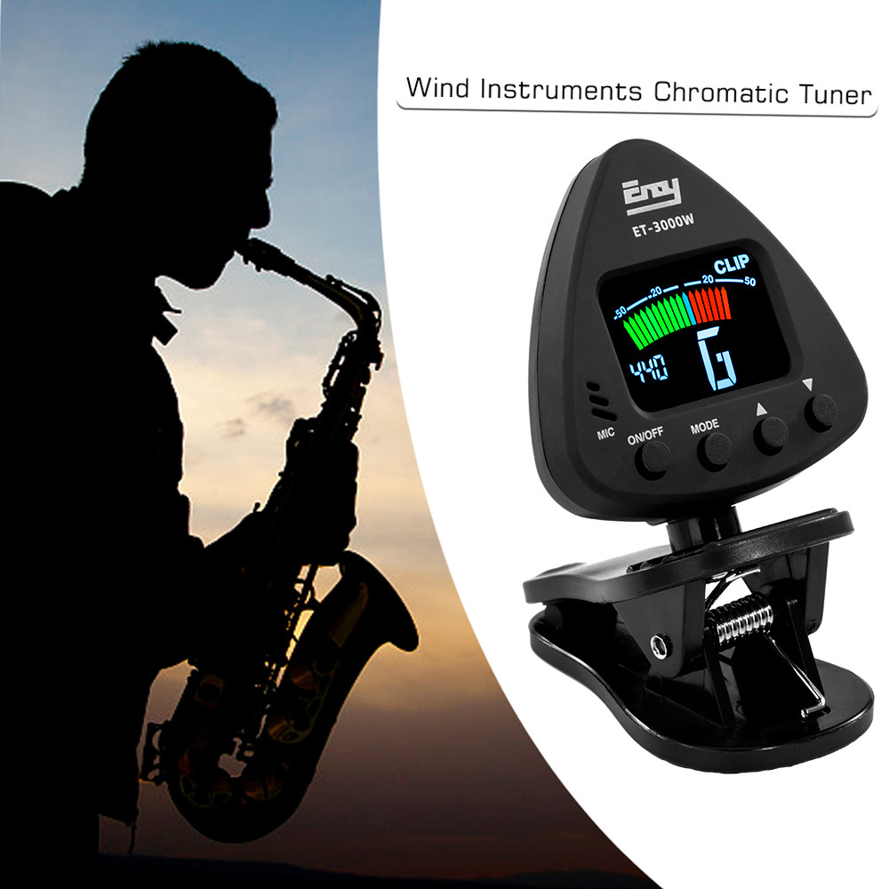Sicibr eno ET 3000W Afinador De Instrumentos De Sopro Suporta Microfone E Modos De Afinação Com Clipe Para Saxofone Clar