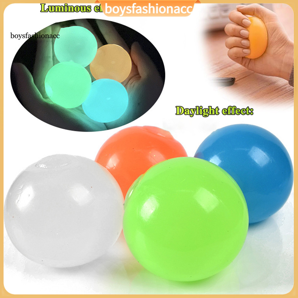 Meninosfashionacc 6/12 Unidades Bola Pegajosa Luminosa Que Brilha No Escuro Teto De Parede TPR Alívio De Ansiedade De Es