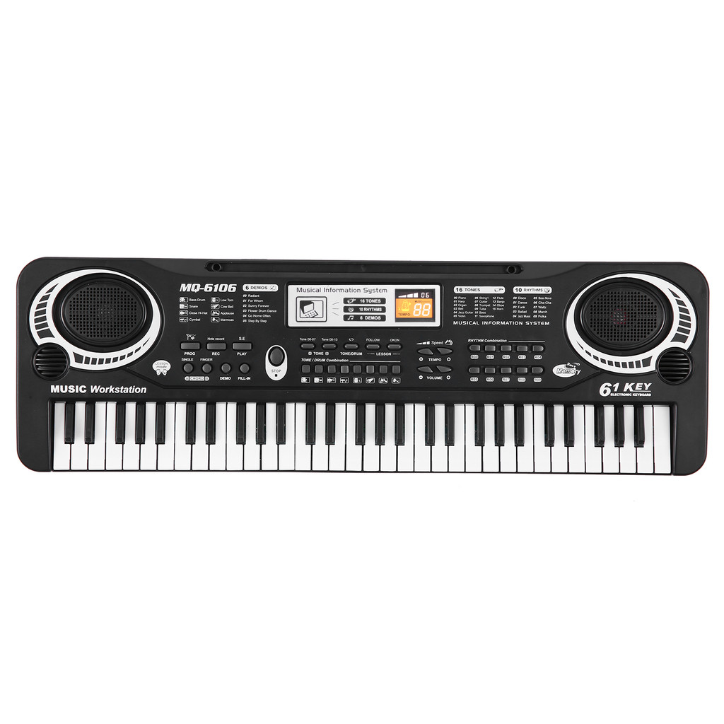 ttopbr 61 Teclas USB Órgão Eletrônico Crianças Piano Elétrico Com Microfone Preto Teclado De Música Digital Estéreo Embu