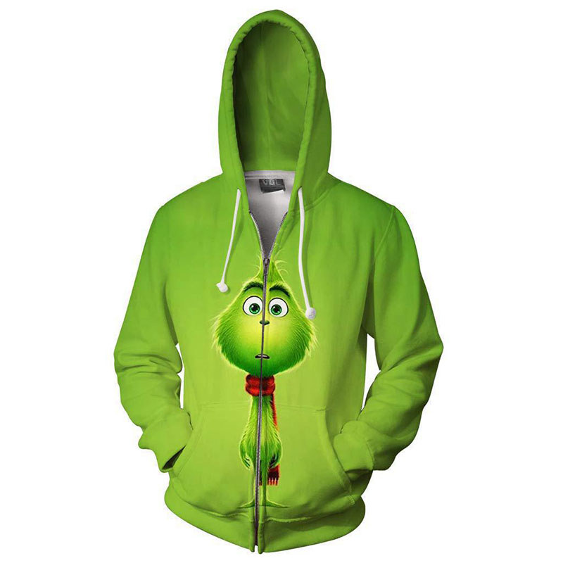 The Grinch Hoodie Unissex Impressão 3D Novidade Hoodies Natal Engraçado Casual Moletom Com Capuz-F