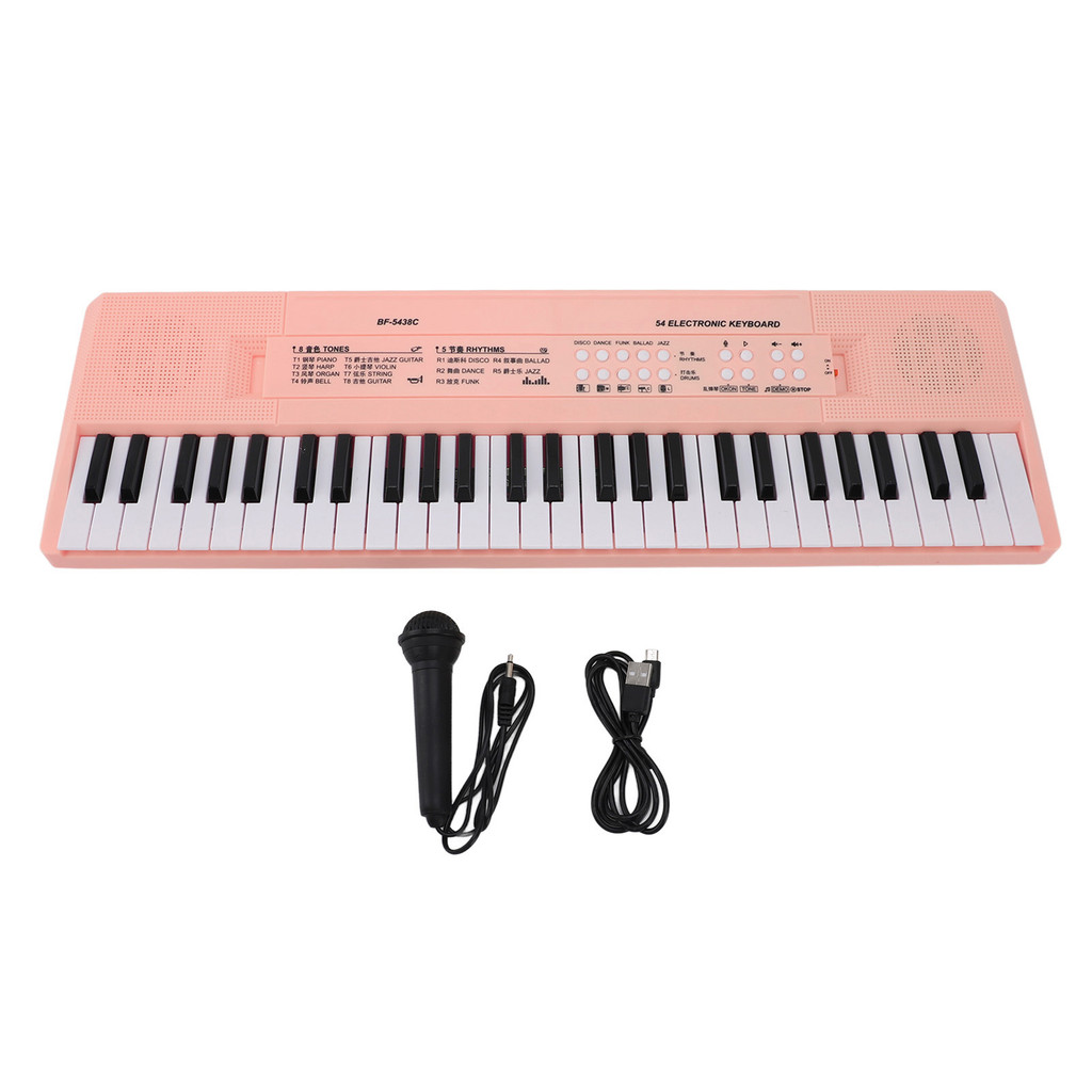 Andobr 54 Teclas Teclado Piano Suavemente Plástico Portátil Sistema De Fonte De Alimentação Dupla Elétrica Com Microfone