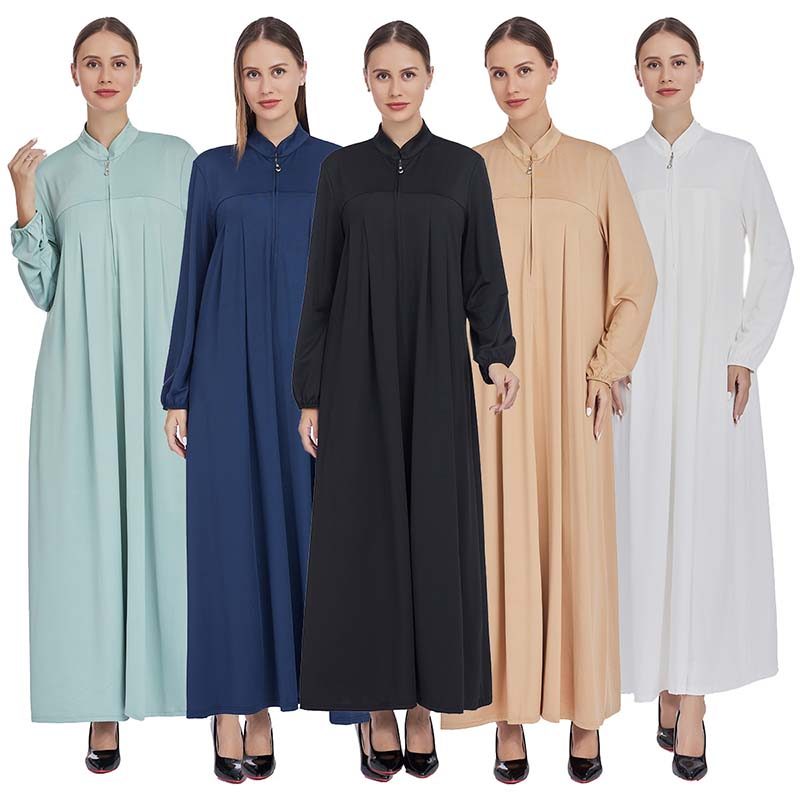 Novas Mulheres Muçulmanas Com Zíper Vestido Longo Dubai Abaya Turquia Kaftan Eid Islam Jalabiya Caftan Marocain Femme Ro