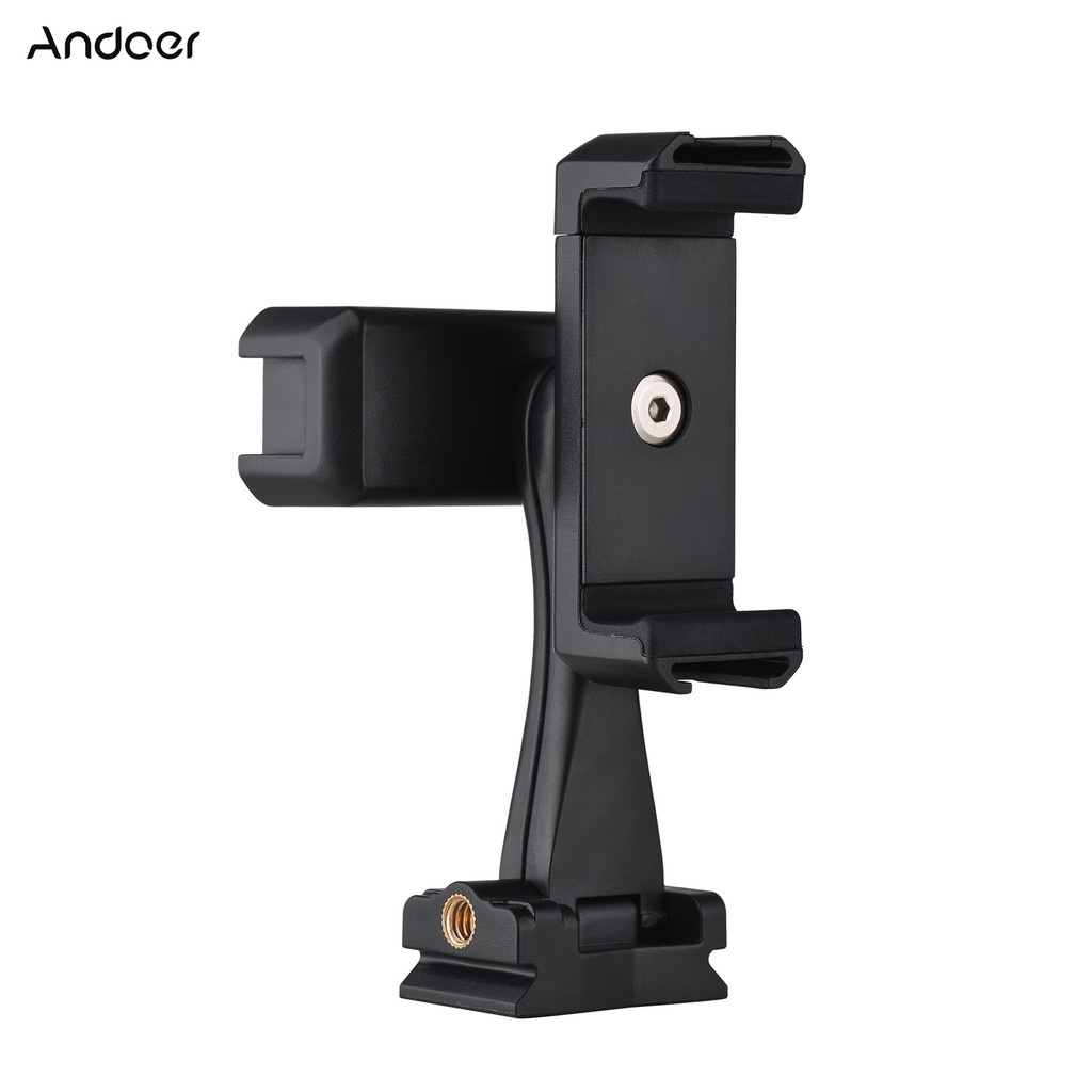 dolebr Andoer AD-04 Suporte Universal Para Tripé De Telefone Com Suportes Duplos Braçadeira Horizontal Vertical 4 Sapata