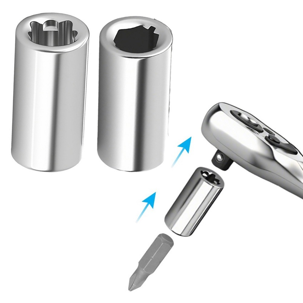 [SPML] 2 Pcs Unidade Quadrada De 1/4 Pol . Para Hex Tomada Conversor De Bits Adaptador De Chave De Fenda