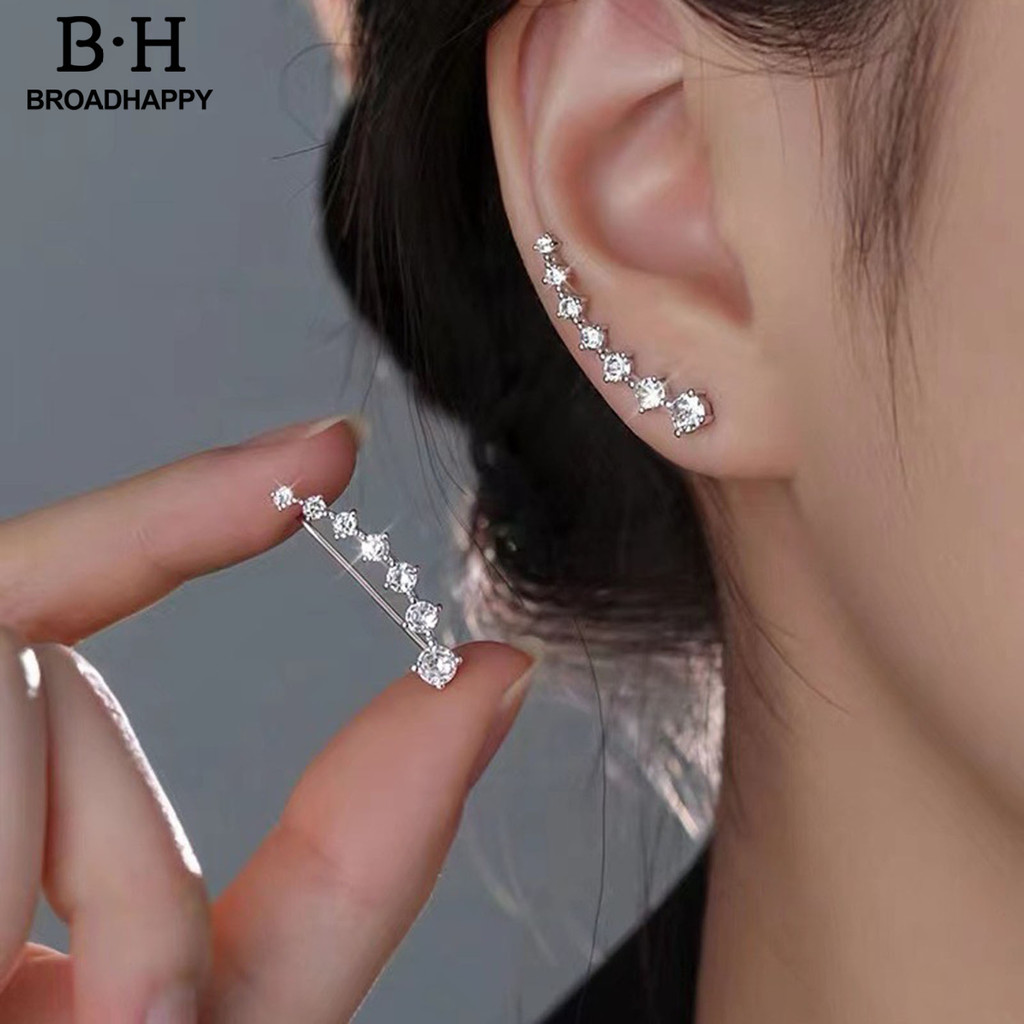 [BH] Brincos De Sete Estrelas Com Fileira De Zircônia Cúbica , Prata Brilhantes Para Mulheres , Festa , Namoro , Ocasiõe