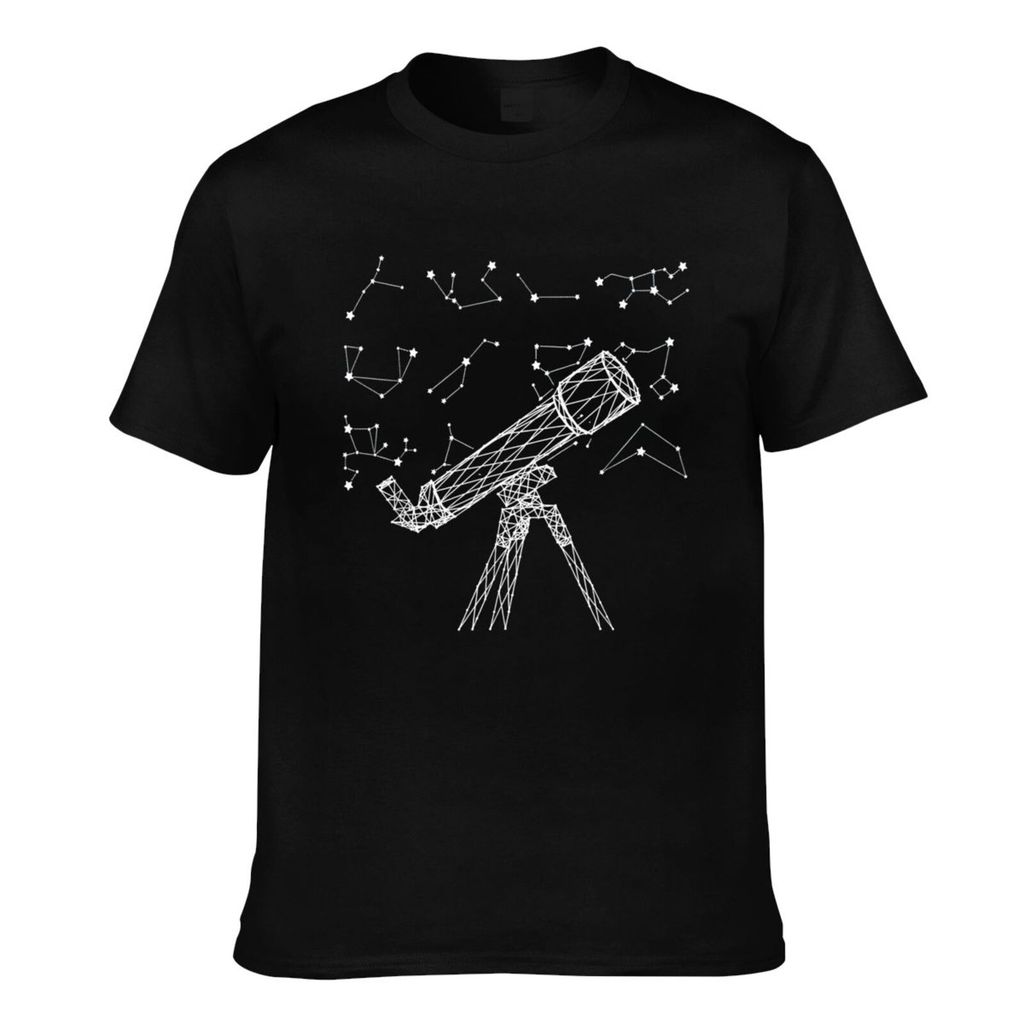 Moda Verão Camiseta Estrela Constelação Galáxia Telescópio Espaço Exterior Astronomia Algodão Masculino Tshirt