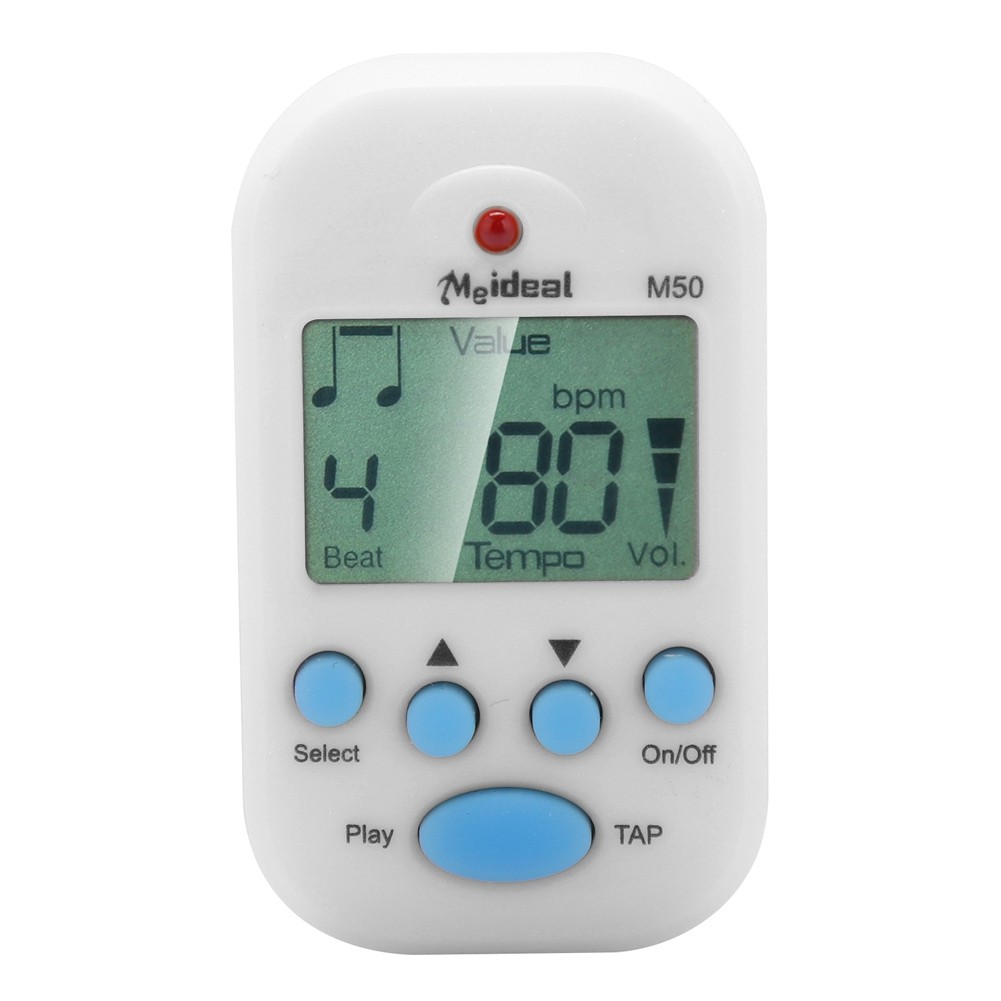 sicibr Meideal Mini LCD Digital M50 Metrônomo Beat Tempo Acessório De Música Para Guitarra Com Bateria (Branco)