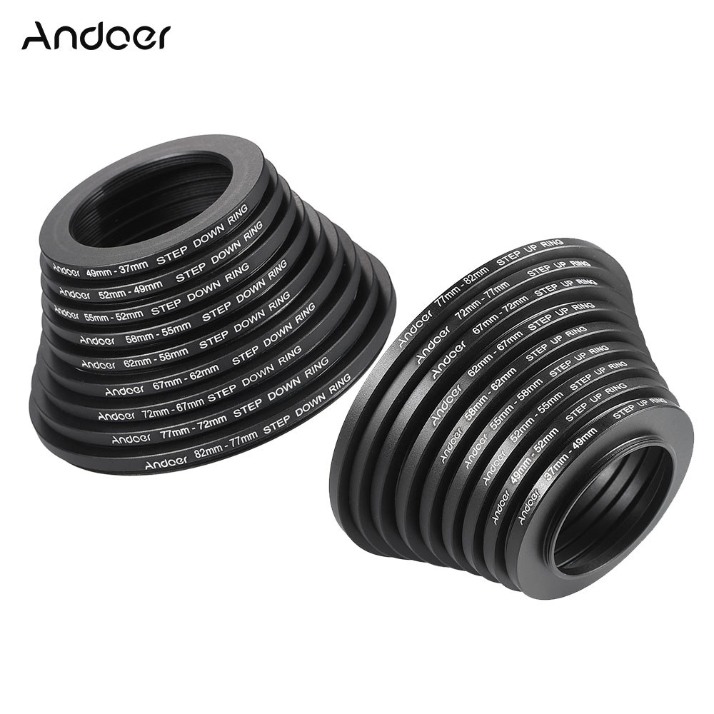 [Onlylover] Andoer 18pcs 37-49-52-55-58-62-67-72-77-82mm Adaptador De Metal Com Filtro De Lente Intensificadora/Para Bai