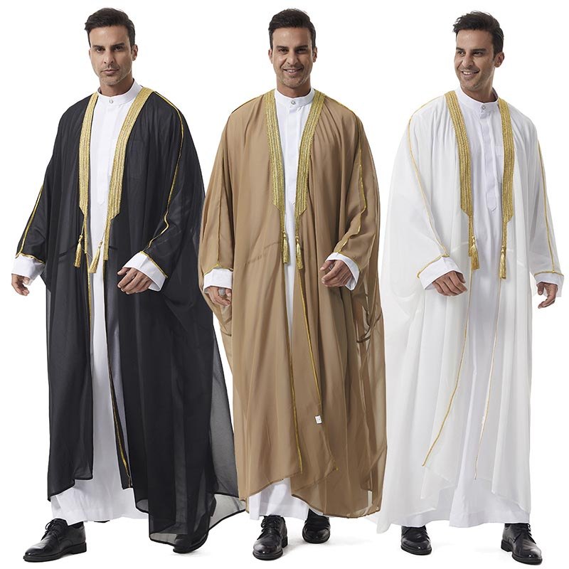 Chegada Muçulmano Masculino Abaya Estilos Árabes Pusht Thobes Bisht Robes De Roupas Étnicas