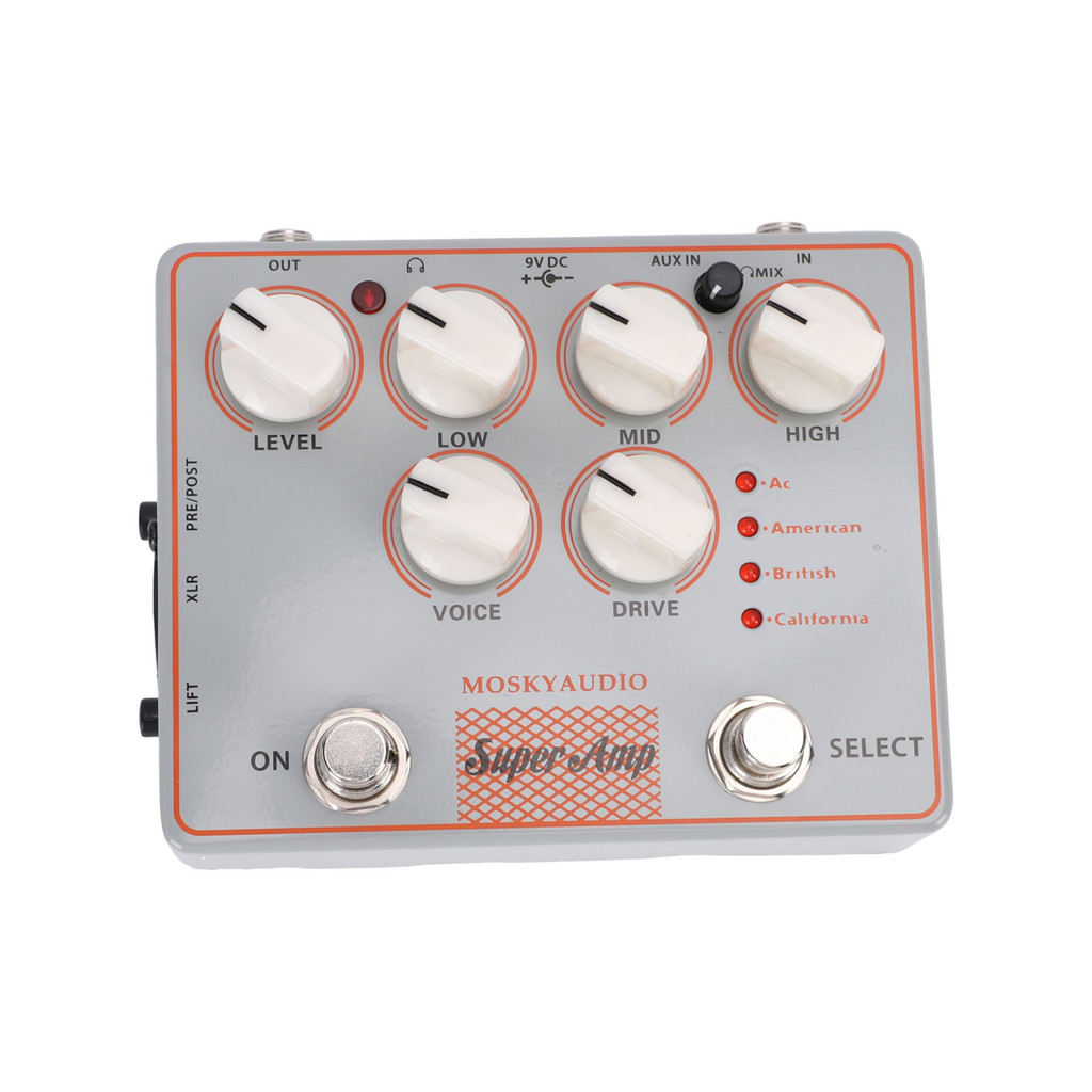 [AUT1] Pedal Simulador De Amplificador De Guitarra 4 Em 1 DI Caixa Entrada AUX Saída De Fone De Ouvido De Metal Gabinete