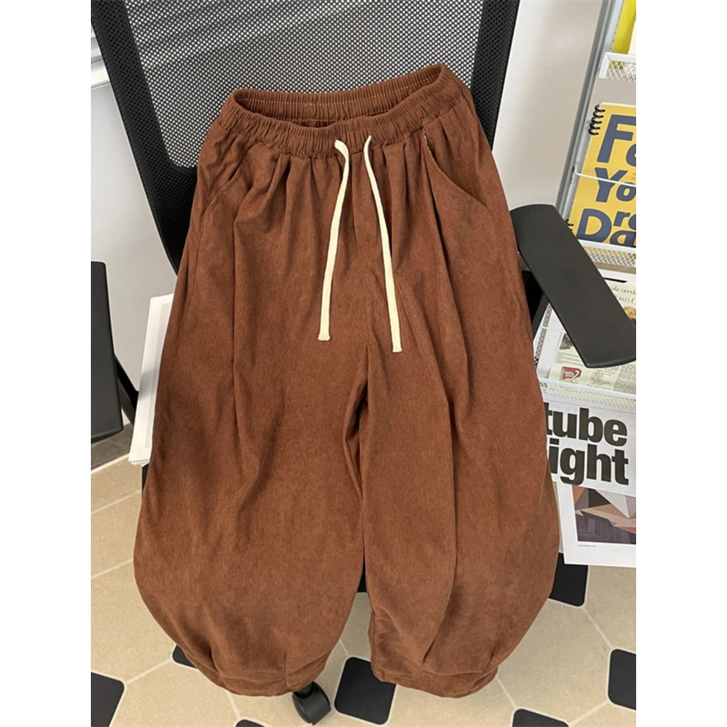 Macacão Retro japonês masculino primavera veludo calças casuais All-Match ins Street Wear solto calças de perna larga