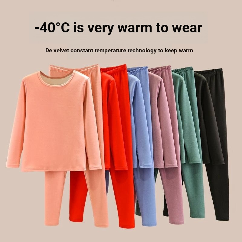 Roupas térmicas de veludo alemão almofada no peito roupa íntima feminina terno de lã espessada roupas de outono calças c