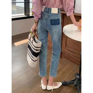 Bolso cor combinando Jeans retos feminino primavera outono novo estilo gordura mm tamanho grande All-Match cintura alta 