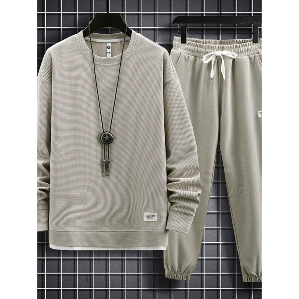 Novo estilo 2025 terno esportivo moletom masculino Casual um conjunto roupas primavera outono na moda solto tamanho gran