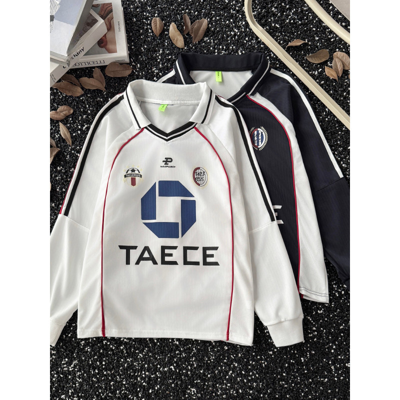 Americano Retro de manga comprida camiseta masculina primavera outono solto Casual camisa esportiva Street Wear casal go