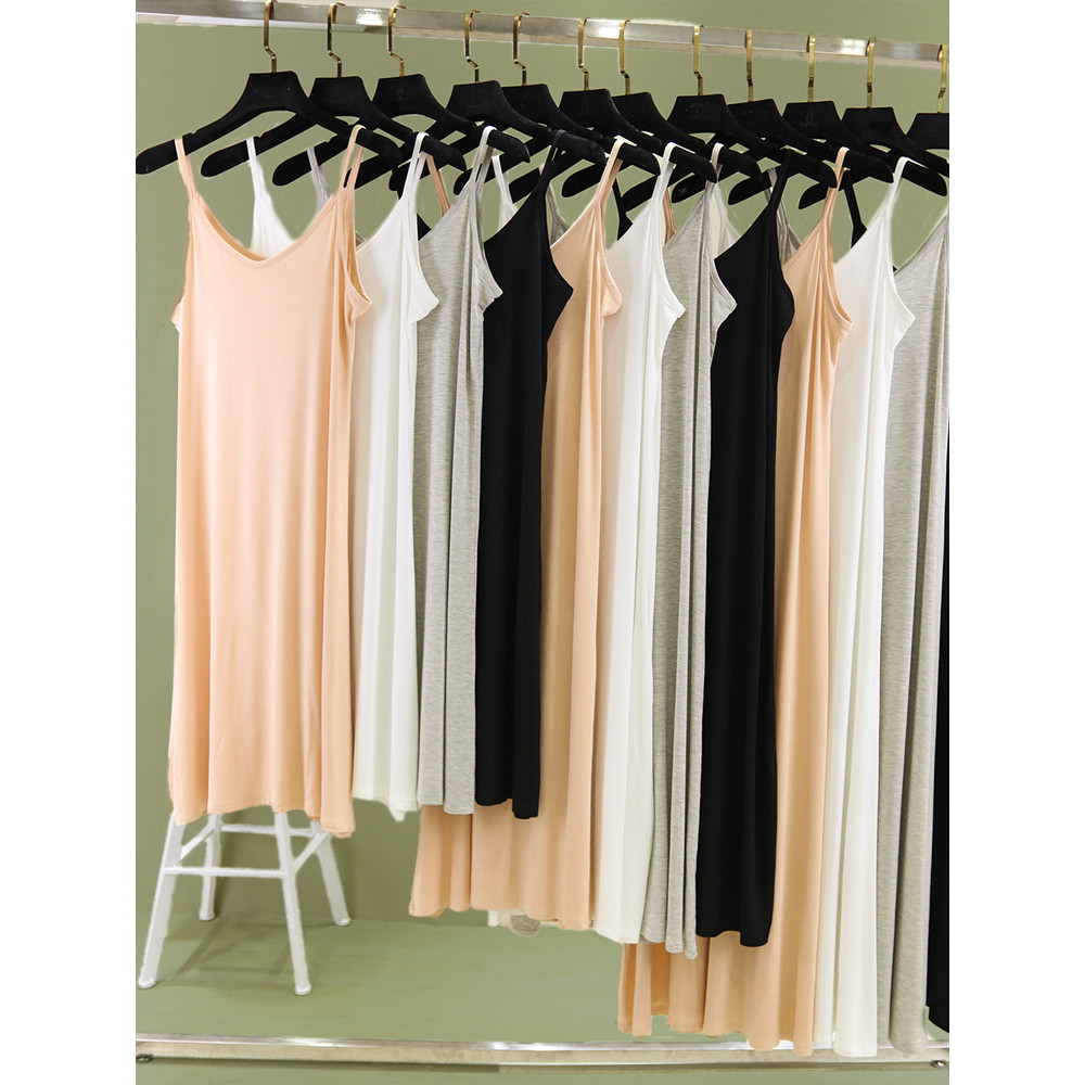 Saia suspensa feminina verão estilo fino Modal anágua interna vestido de comprimento médio saia de fundo interno saia ev